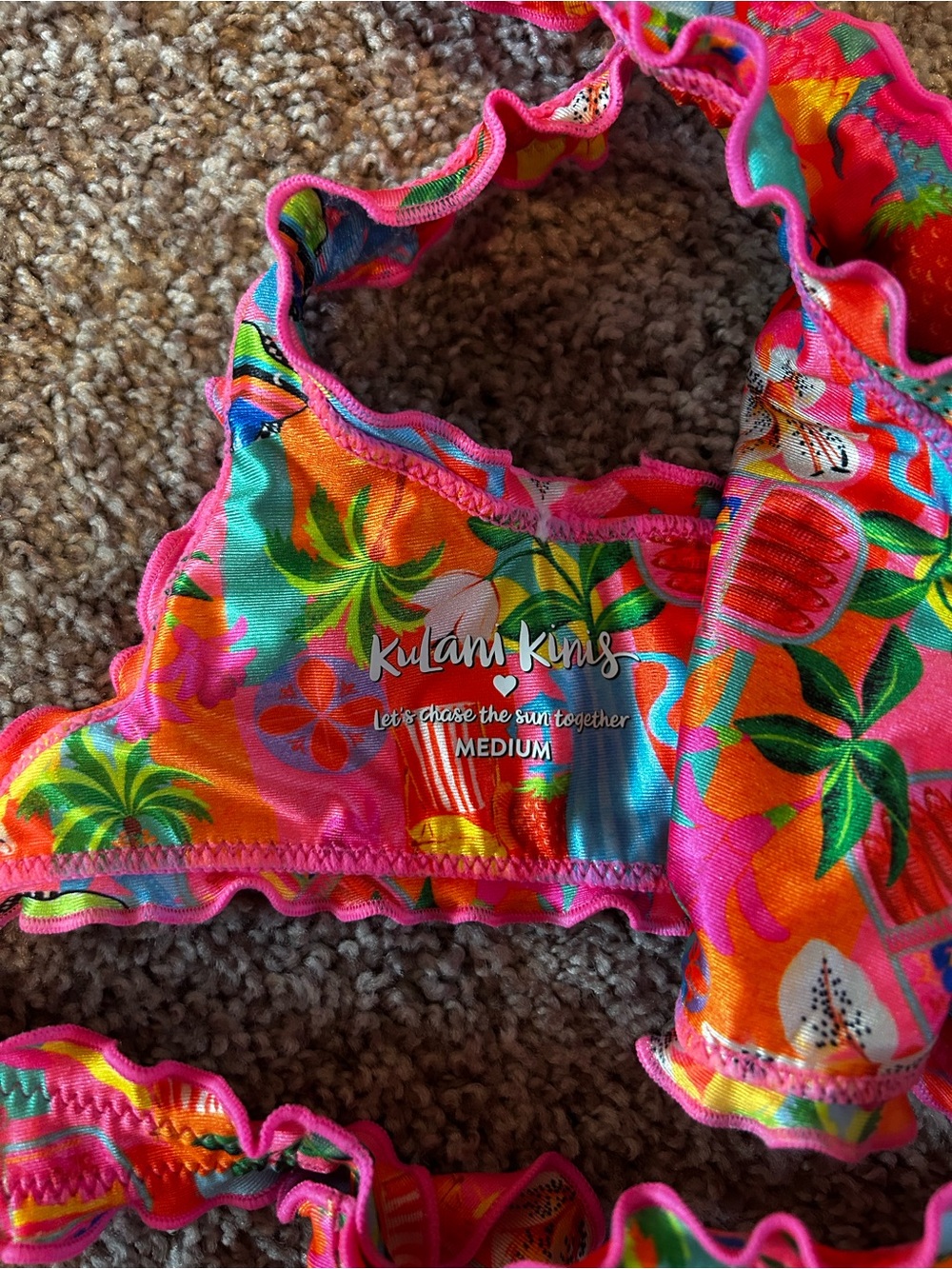Kulani Kinis Lettuce Edge Wrap Bikini Top and Thong Bottom - Havana Haven - Picture 7 of 8